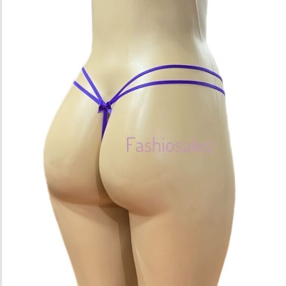 Victorias Secret Very Sexy Starstruck Mesh V- string thong panty Bright Violet M - Picture 7 of 8